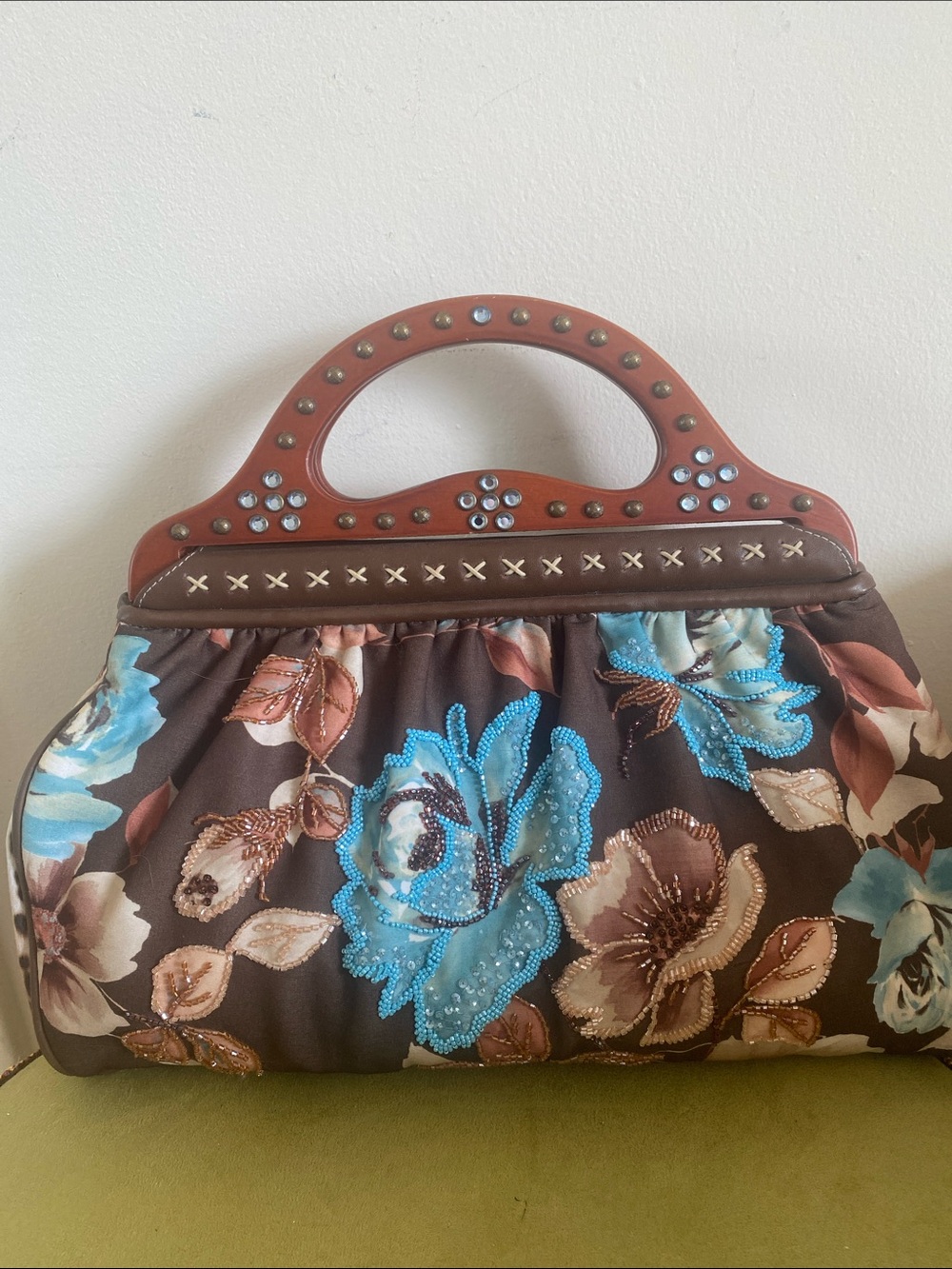 Vintage Isabella Fiore Y2k Boho Floral Beaded bag